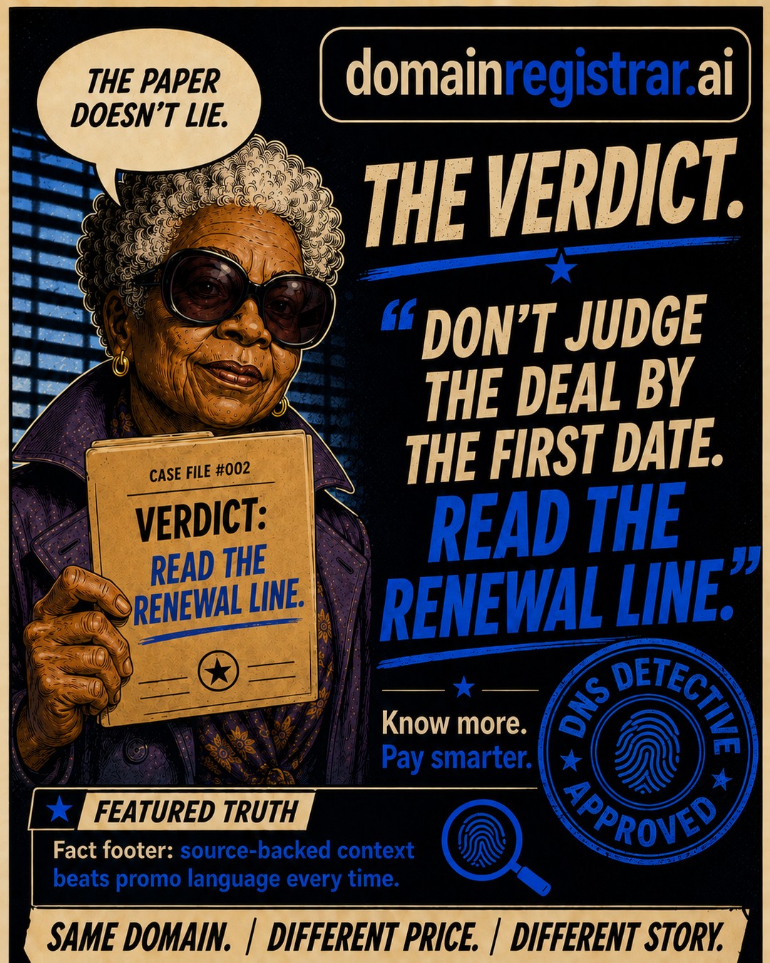 Case File #002, slide 6: The verdict — don't judge the deal by the first date. Read the renewal line.